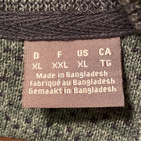 Rover& Lakes Comfort Sweater Mens Size XL Pull Over Buttons Green-Black - Picture 4 of 10